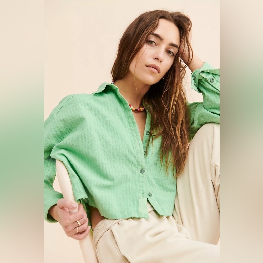 Free people Chrissy Crop Oxford Top